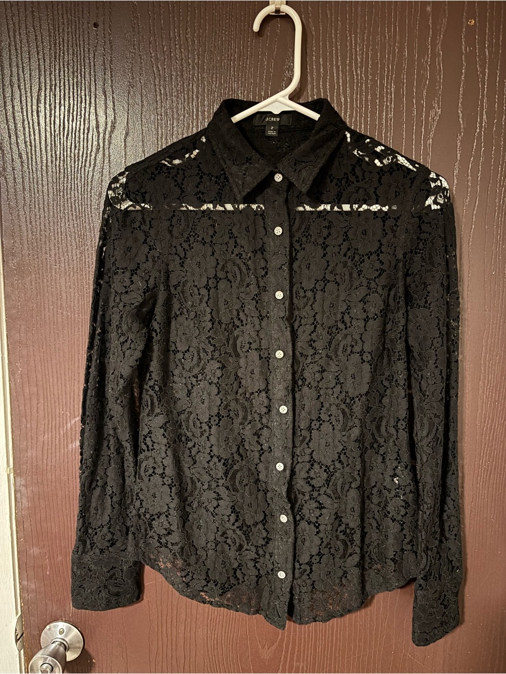 J. Crew Black Lace Button-Down Shirt